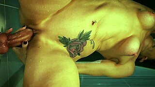 close up huge 30cm dildo stretches little teen pussy to strong orgasm