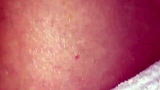 wife spreads pussy wide with dildo teasing her tight wet folds close up