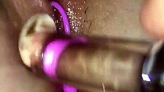 wife spreads pussy wide with dildo teasing her tight wet folds close up
