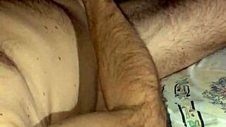 Late night handjob builds to explosive cum swap on mature solo cock play