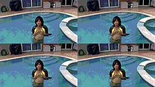 I pound Coral poolside with Scorpio's huge dick in yellow bikini