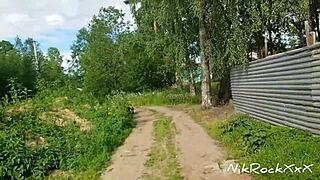 Evelina Darling flashes small tits public then deepthroats cock risky spots