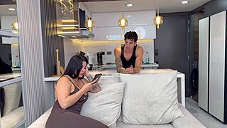 Beautiful Curvy Brunette Milf Bounces Big Ass on Trainer's Monster Cock Till Orgasm