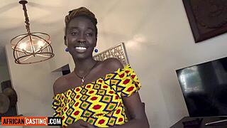 thick ebony babe in bikini rides casting agent hard to seal the deal 💦🍑