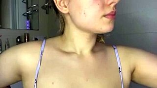 horny teen in leather spreads pink shaved pussy wide fingering close up wet and gaping