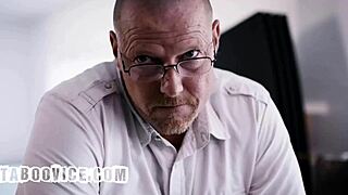 Cheating redhead wife bends for father-in-law's hard doggystyle pounding