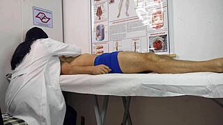 nurse sees patient's cock rise hard ready for her tight pussy ride