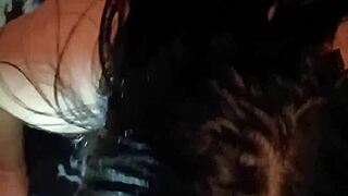 Stepdaughter sucks my cock deep before bed when wife is away!!
