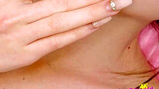 pretty brunette baby girl strips naked for close-up tease