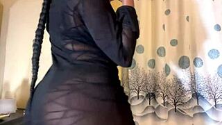 Thick Ebony Slut Flaunts Huge Booty Big Pussy Tits