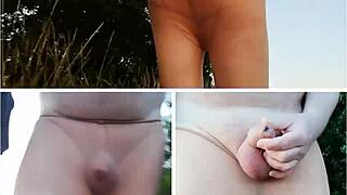 strumpfhose tease turns wild outdoors in forest 😈🌿