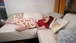 Step Son Santa Tricks Stepmom New Years Couch Creampie Huge Tits Milf