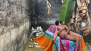 Holy Fuck! Horny Ebony Neighbor Bent Over for Big Black Cock Doggystyle Outside Creampie Cumshot!