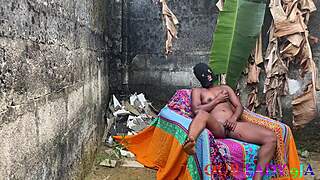 Holy Fuck! Horny Ebony Neighbor Bent Over for Big Black Cock Doggystyle Outside Creampie Cumshot!