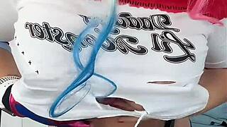 hey nerd, emanuelly raquel as harley quinn wants you stroking to her big tits and ass worship... now!