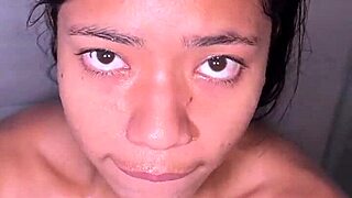 Cute brunette slobbers deep on bbc in bathroom pov before work rush amateur couple