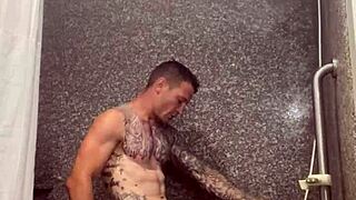 barbie's fat ass bounces wildly on monster cock as couple fucks hard in steamy shower