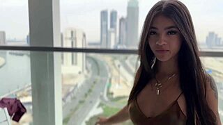 imagine her pretty feet teasing before that colombian cutie swallows huge cum after footjob massage