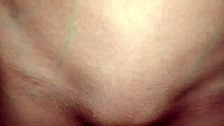 Skinny babe's tight pussy takes a massive cumshot up close