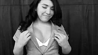 Wow, Carmen's beautiful tits glisten cum covered by Misty Haze!