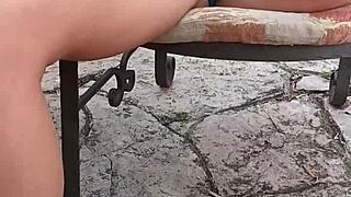 voyeur spies shaved milf fingering wet cunt on steamy holiday getaway