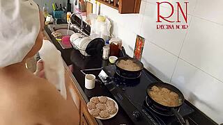 nudist housewife regina noir naked kitchen cooking maid s3