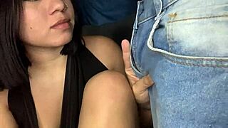colombian teen slut and roommate fuck cowgy creampie after movie night