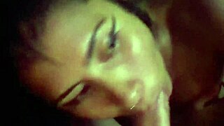 after club brunette latina kneels for nonstop deepthroat on huge cock