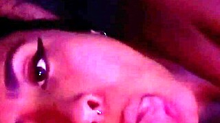 after club brunette latina kneels for nonstop deepthroat on huge cock