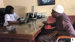 amateur nurse bends over fucks patient doggystyle in clinic squirting wet