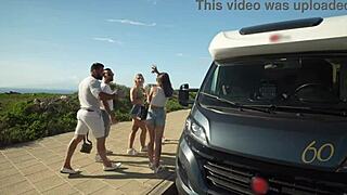 Blonde Milf Vittoria Joins Bus Orgy Group Fuck On Beach Road With Big Ass Action