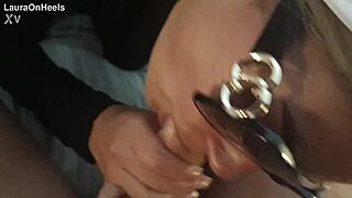 milf in glasses chokes on pov monster cock deepthroat gagging cumshot!