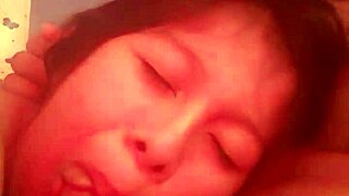 Estelita sucks that thick monster cock deep in her nerdy latina mouth until cumshot