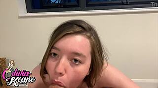 Gorgeous British 18yo sucks cock and plays with hot cum