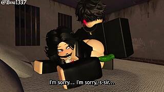 Rough creampie sex game in dark alleyway close up cartoon style action