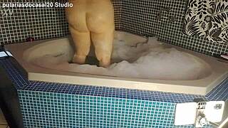 damn this bathtub sex feels so good with her sucking my huge cock 💦🛁