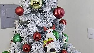 stepsisters with big asses and tits tease santa in christmas threesome