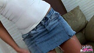 Skinny teen ass squeezes tight into jeans