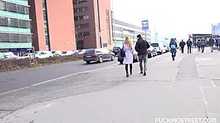 Charming Czech babe blows stranger on empty street for cash?!