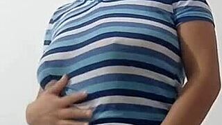 Latina Mature Flashes Big Natural Tits with Hot Dirty Stretch Marks