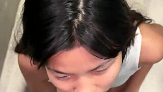 petite thai teen bent over takes huge white cock doggystyle pounding