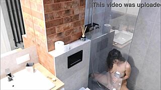 polish amateur hits two real orgasms in private shower before bed