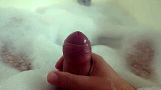 Relaxing in steamy bubble bath as I stroke my wet pussy to solo bliss