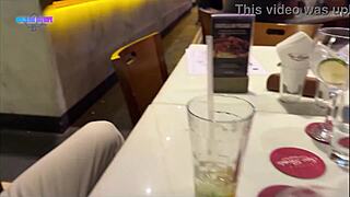 after the bar the slut takes anal creampie while cuck hubby sucks cock