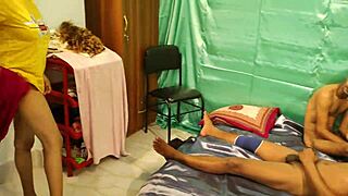 A girlfriend shows two boys group fucking skills with shathi khatun
