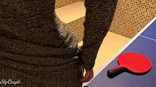 Cute blonde milf deepthroats huge cock in public game room