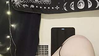 bend over goth teen fattass arches for daddy's hungry gaze