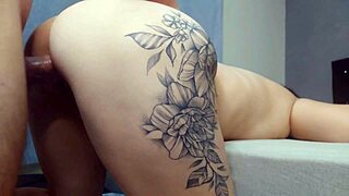 Wife cheats fucking husband's friend bareback while he's out, moaning on big cock.