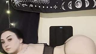 bend over goth teen fattass arches for daddy's hungry gaze