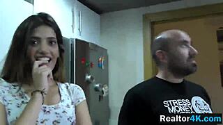 naughty slim latina girlfriend spoons rough on tight shaved pussy with fat cock deep inside